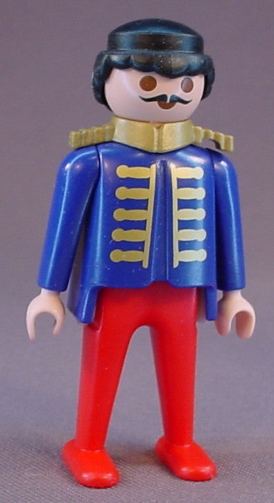 Playmobil Adult Male Circus Worker Figure In A Blue Shirt With Gold Trim & Gold Tied Buttons