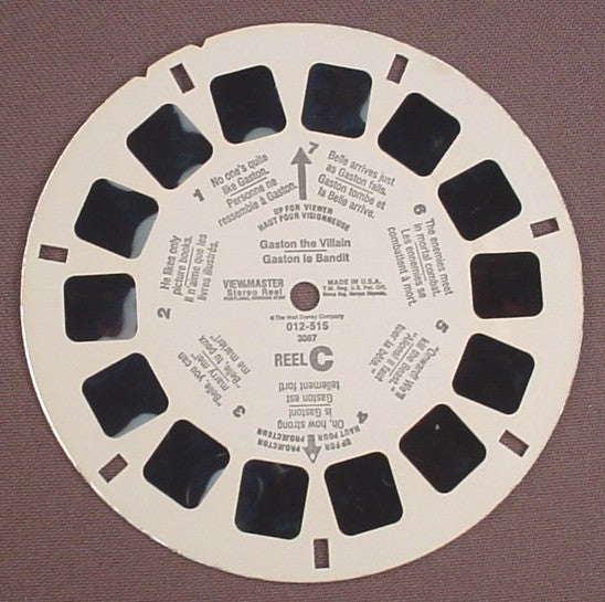 View-Master Disney Gaston The Villain, 3087, 012-515, Reel C, Beauty & The Beast, The Walt Disney Co, Viewmaster