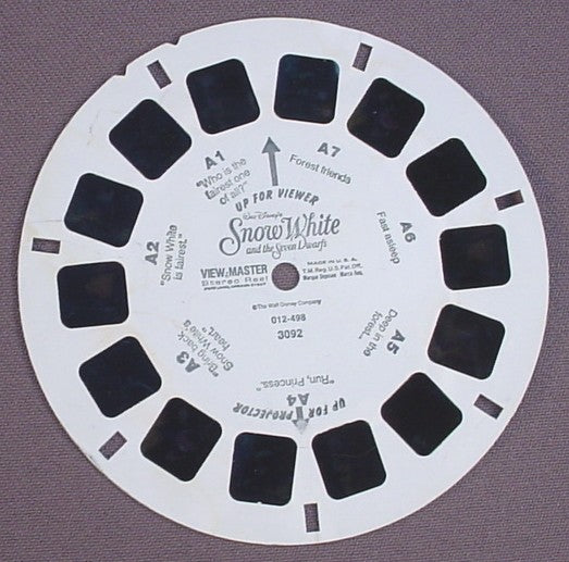 View-Master Walt Disney's Snow White & The 7 Dwarfs, 3092, 012-498, Reel A, The Walt Disney Co, Viewmaster