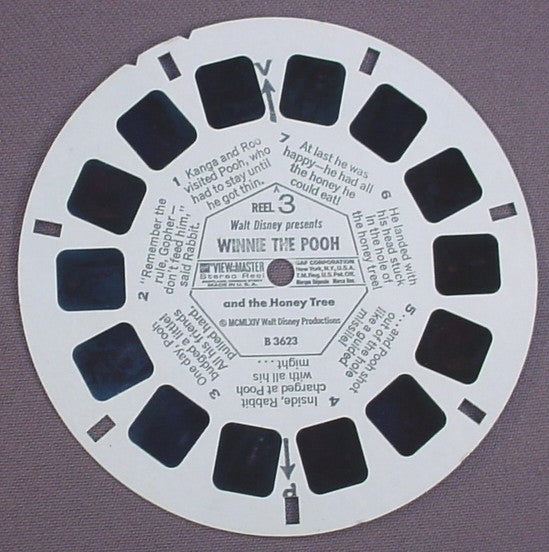 View-Master Walt Disney Presents Winnie The Pooh And The Honey Tree, B 3623, B3623, Reel 3