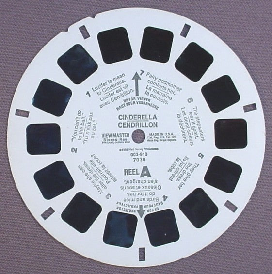 View-Master Walt Disney Cinderella, 7030-003-910, Reel A, 1965 Walt Disney Prod, Viewmaster