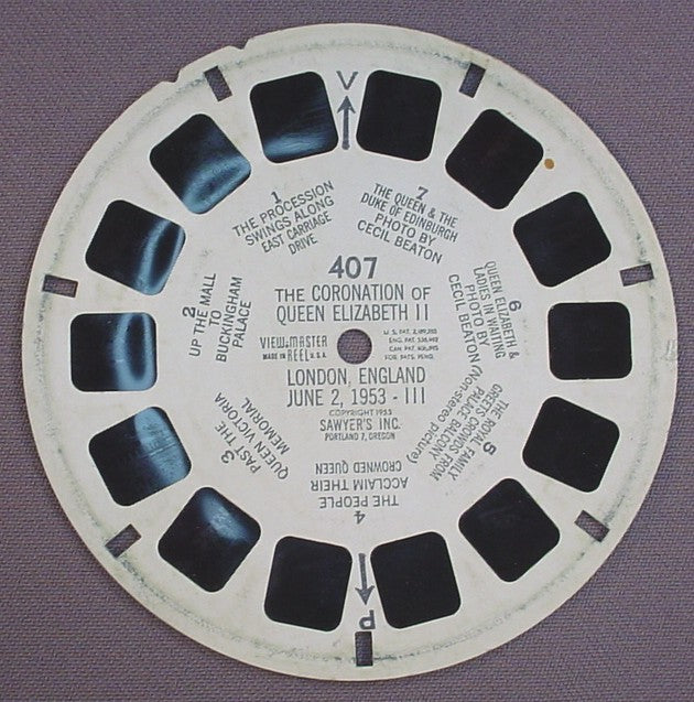 View-Master The Coronation Of Queen Elizabeth II, London England, June 2, 1953, 407, 1953 Sawyer's Inc