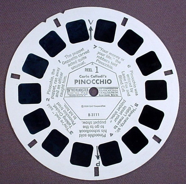 View-Master Carlo Collodi's Pinicchio, B3111, B 3111, 1959 GAF Corp, Viewmaster
