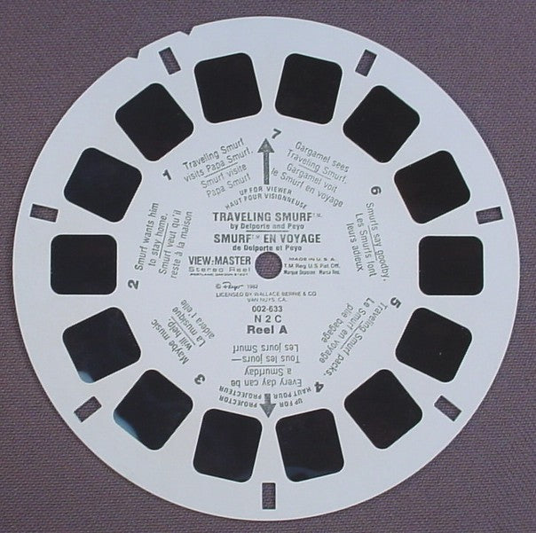 View-Master Traveling Smurf By Delporte & Peyo, NC 2 002 633, Reel A, 1982 Peyo, Wallace & Berrie