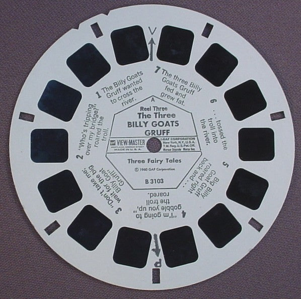 View-Master The Three Billy Goats Gruff, Three Fairy Tales, B 3103, B3103, Reel 3, 1960 GAF Corp