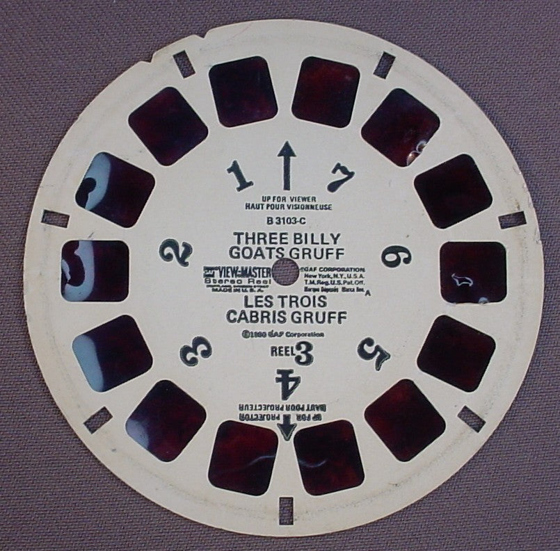View-Master The Three Billy Goats Gruff, Les Trois Cabris Gruff, B 3103-C, B3103-C, Reel C, 1960