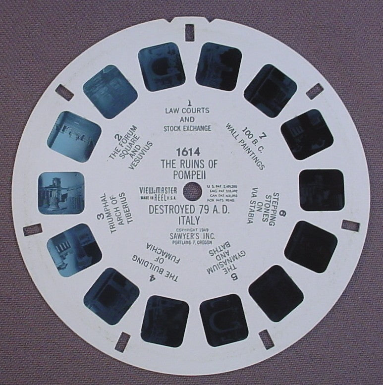 View-Master The Ruins Of Pompeii, Italy, 1614, 1949 Sawyer's Inc, Viewmaster