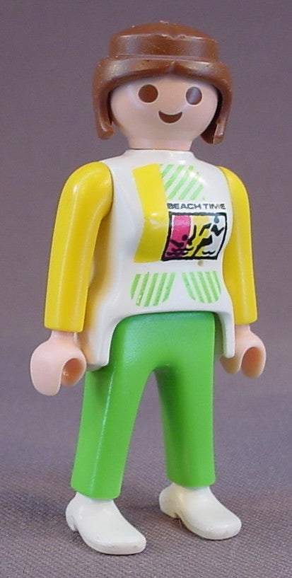 Playmobil Adult Female Mom Or Mother Figure In A White Shirt With A Pattern & Green Pants