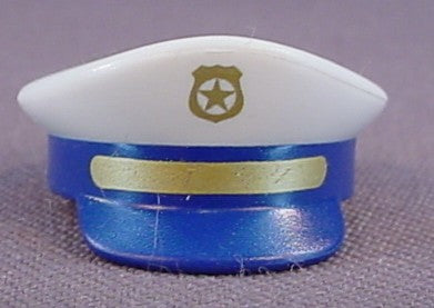 Playmobil White Peaked Police Hat With Blue Interior & Gold Badge, 3136 3165 3166 3190