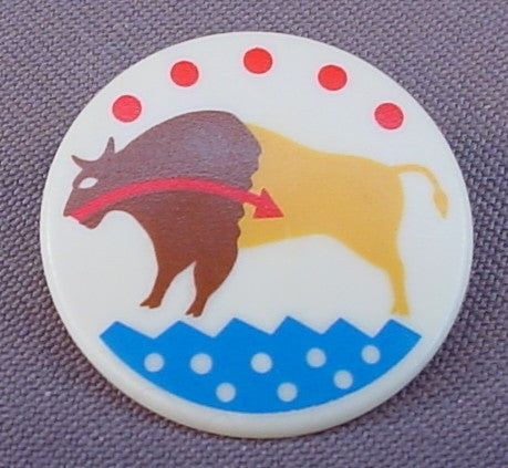 Playmobil White Round Native American Indian Shield With Buffalo Design, 3028 3250 3874 4130 4652