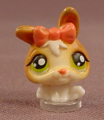 Littlest Pet Shop Teeniest Tiniest Teensies Light Brown Bunny Rabbit With Green Eyes & A Pink Bow, LPS
