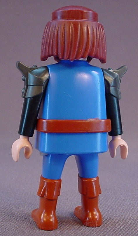 Playmobil Adult Male Knight Figure In Blue Clothes With A Shield & Ax Pattern On The Chest