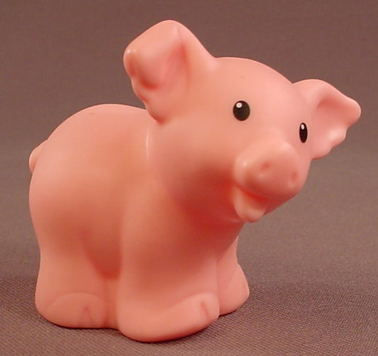 Fisher Price Little People 2014 Pink Pig Farm Animal With Curly Ears, Standing Pose, Animal Figure, LP