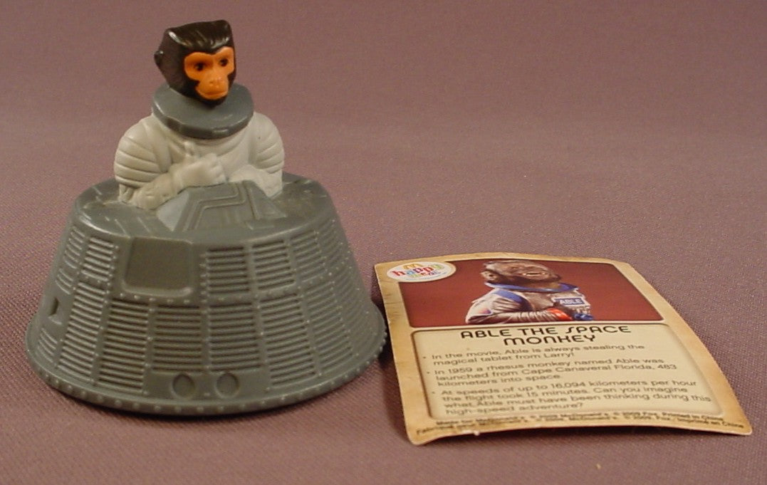 Night At The Museum Movie Able The Space Monkey In A Space Capsule With A Pull Back Motor, 2 1/2 Inches Tall, 2009 McDonalds