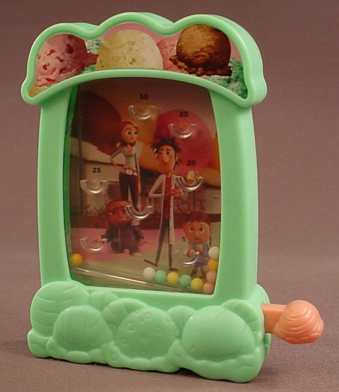 Cloudy With A Chance Of Meatballs Mini Pinball Game Toy, 4 1/4 Inches Tall, Ice Cream Scoops, 2009 Burger King
