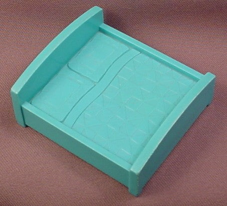 Fisher Price Vintage Turquoise Or Light Blue Double Bed With Quilt & Pillows Pattern