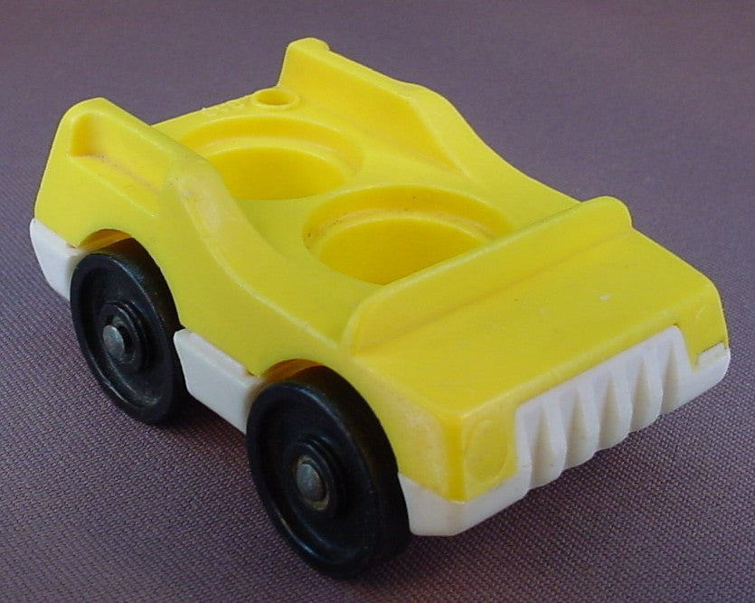 Fisher Price Vintage 2 Seat Car, Yellow Top, White Base, Seats Front To Back, 2551