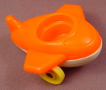 Fisher Price Vintage Orange & White Airplane With Yellow Wheels, 656 Little Riders