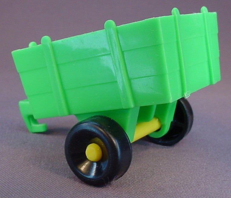 Fisher Price Vintage Green Hay Wagon Trailer With Yellow Axle, Hitch, 2351 2448 Farm Fun