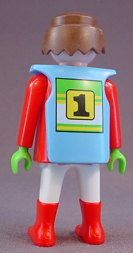 Playmobil Adult Male Motocross Motorcycle Racer Figure In A Blue Racing Jersey With "1" On The Front