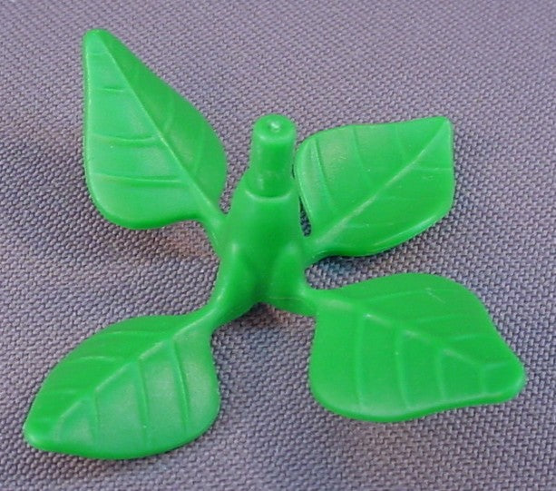 Playmobil Green Large Broad Leaf Plant With 4 Leaves, Has A Stem On The Bottom And A Hole In The Top