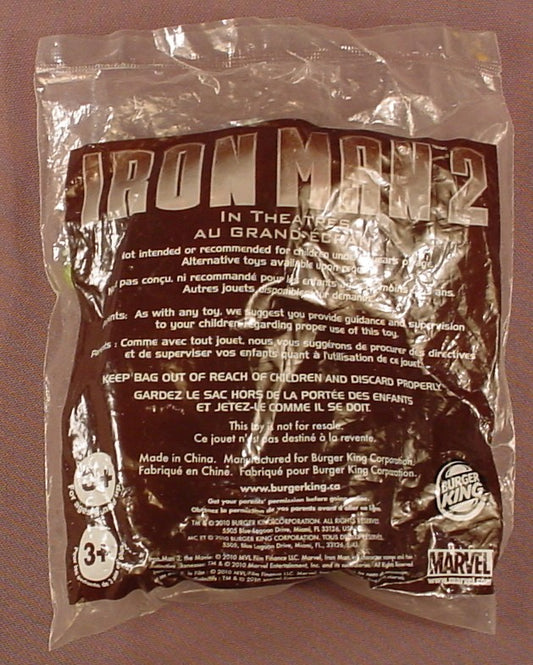 Iron Man 2 Movie Cyclone Spinning Robot Figure Toy Sealed In The Original Bag, 2010 Burger King