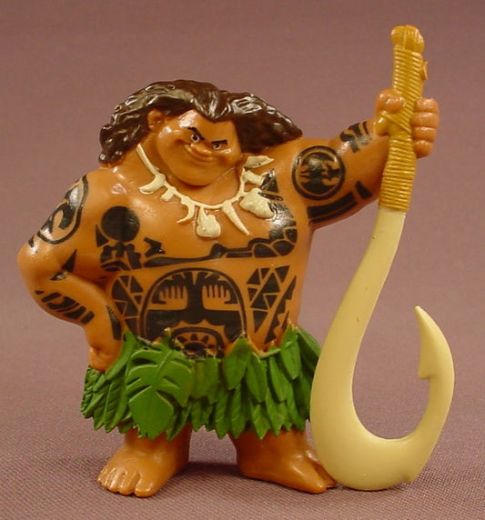 Disney Moana Maui The Demigod With His Magical Fish Hook PVC Figure, 3 1/4 Inches Tall, Figurine