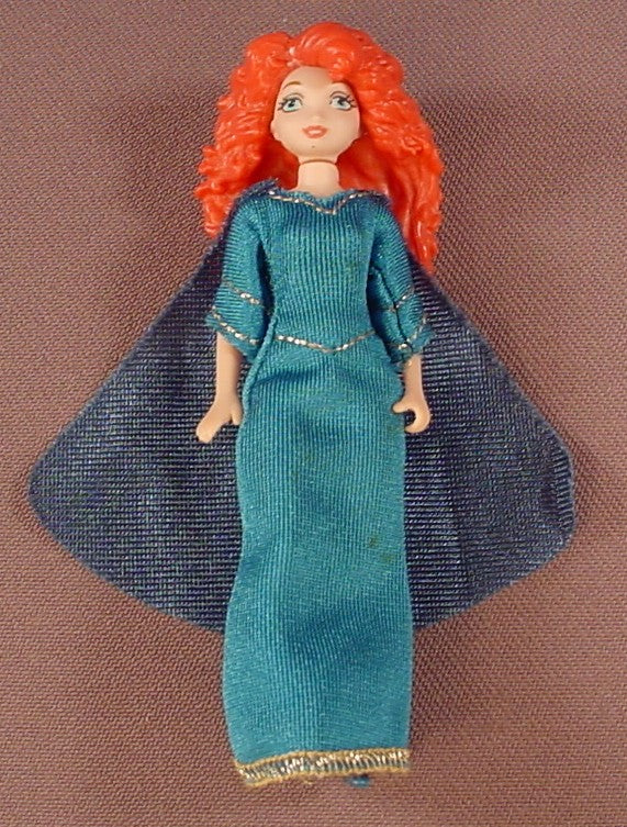 Disney Brave Princess Merida PVC Doll Figure With A Cloth Dress & Cape, 3 1/2 Inches Tall, 2011 Mattel