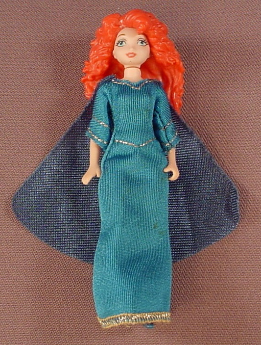 Disney Brave Princess Merida PVC Doll Figure With A Cloth Dress & Cape, 3 1/2 Inches Tall, 2011 Mattel
