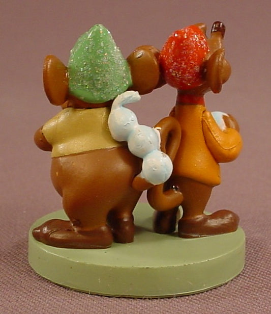 Disney Cinderella Jaq With His Arms Crossed & Gus Holding A Pearl PVC Figure On A Round Base, 1 3/4 Inches Tall