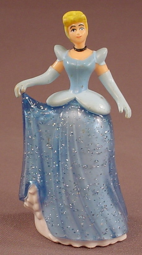 Disney Cinderella PVC Figure With A Plastic Glittery Dress And A Metal Rolling Ball In The Bottom, 3 1/2 Inches Tall