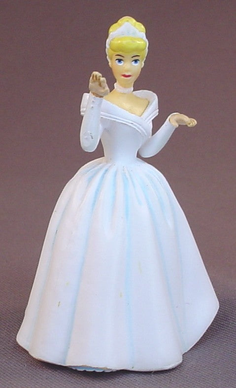Disney Cinderella As A Bride Wearing A White Wedding Dress Or Gown With Blue Highlights, 3 1/4 Inches Tall, Figurine