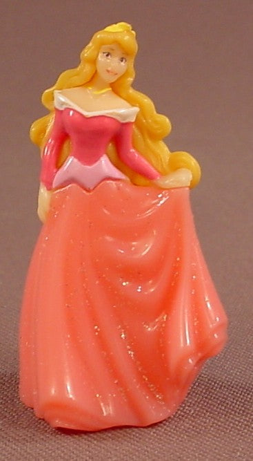 Disney Sleeping Beauty Princess Aurora In A Glittery Pink Gown Hard Plastic Figure, 2 Inches Tall, Figurine