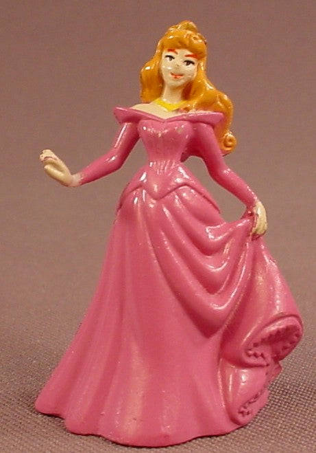 Disney Sleeping Beauty Princess Aurora In A Glossy Dark Pink Dress PVC Figure, 2 Inches Tall, Figurine