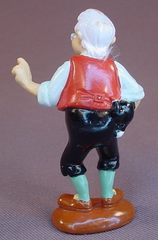 Disney Pinocchio Movie Geppetto Holding Figaro The Cat PVC Figure On A Base, 2 1/2 Inches Tall, Figurine