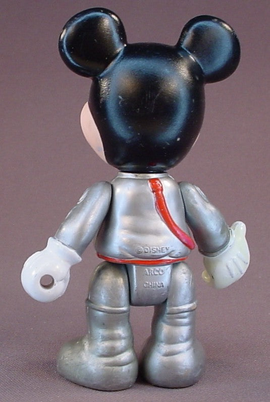 Disney Mickey Mouse Wearing A Silver Space Suit Figure, 4 3/4 Inches Tall, Astronaut, Vintage 1980's, ARCO, Spacesuit