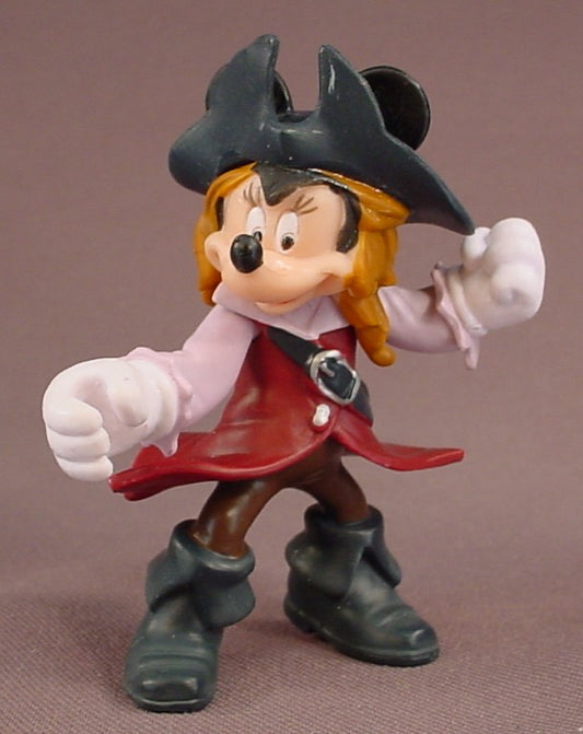 Disney Minnie Mouse Wearing A Pirate Hat Coat & Boots PVC Figure, The Arms Move, 3 Inches Tall, Figurine