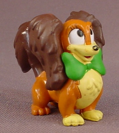 Disney Mickey & Friends Flapper Dog Fifi Wearing A Green Bowtie PVC Figure, 1 1/2 Inches Long, Cocker Spaniel