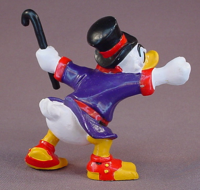 Disney Uncle Scrooge McDuck With An Angry Face And Waving His Cane PVC Figure, 3 1/4 Inches Tall, 1988, Bully