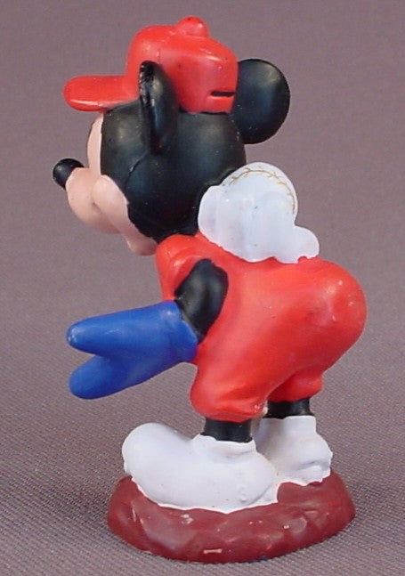 Disney Mickey Mouse Wearing A Baseball Uniform And Holding A Ball Behind His Back PVC Figure, 2 1/4 Inches Tall, Pitcher