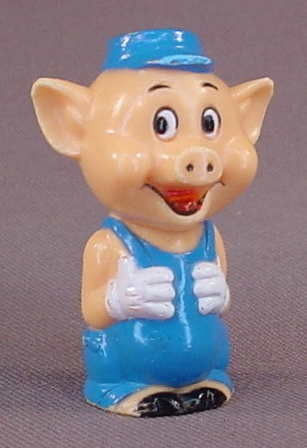 Disney Replacement Little Pig In A Blue Outfit Hard Plastic Figure For A 1986 Disneyland Or Amusement Park Set, L'il Playmates