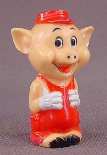 Disney Replacement Little Pig In A Red Outfit Hard Plastic Figure For A 1986 Disneyland Or Amusement Park Set, L'il Playmates