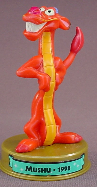 Disney 100 Years Of Magic Mushu Dragon PVC Figure On A Base, Walt Disney World, Mulan Movie, 2002 McDonalds