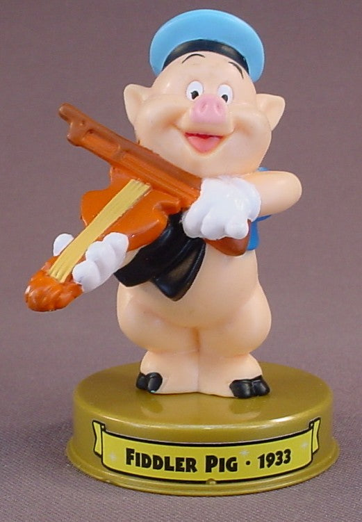 Disney 100 Years Of Magic Fiddler Pig PVC Figure On A Base, Walt Disney World, The Three Little Pigs Movie, 2002 McDonalds