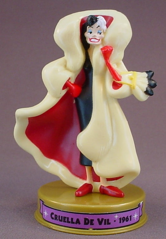 Disney 100 Years Of Magic Cruella De Vil PVC Figure On A Base, Walt Disney World, 101 Dalmatians Movie, 2002 McDonalds