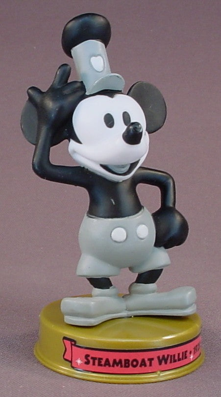 Disney 100 Years Of Magic Steamboat Willie Mickey Mouse PVC Figure On A Base, Walt Disney World, 2002 McDonalds