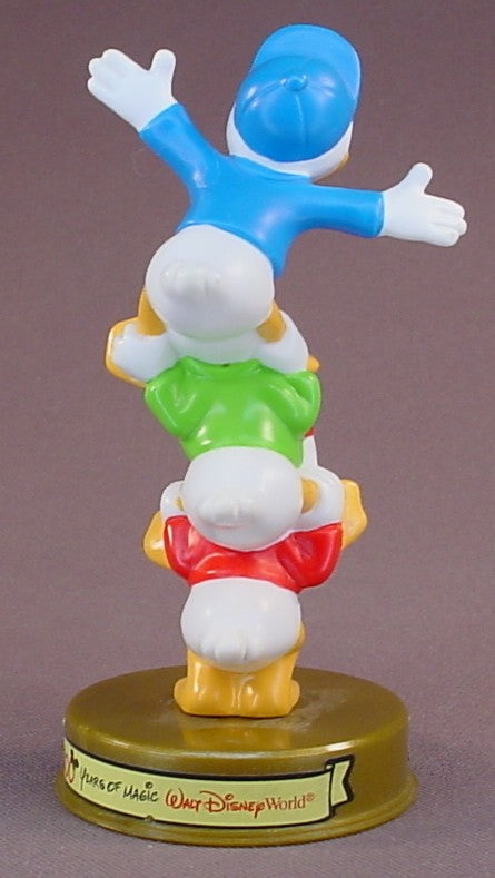 Disney 100 Years Of Magic Huey Dewey & Louie PVC Figure On A Base, Walt Disney World, Donald Duck's Nephews, 2002 McDonalds