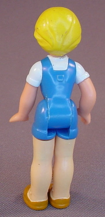 Fisher Price Vintage 250 Dollhouse Son Figure In A Blue Jumper & Brown Shoes, 3 1/8 Inches Tall, 265 Family Figures 1985