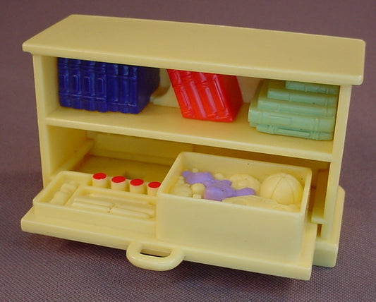 Fisher Price Loving Family Dollhouse 2002 Bookcase With A Pull Out Drawer That Has Toys & Art Supplies, Playroom 74131, Discontinued In 2006