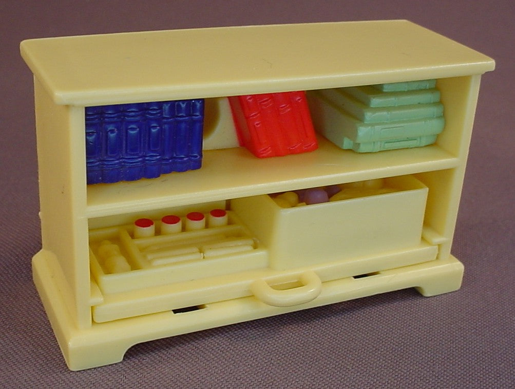 Fisher Price Loving Family Dollhouse 2002 Bookcase With A Pull Out Drawer That Has Toys & Art Supplies, Playroom 74131, Discontinued In 2006